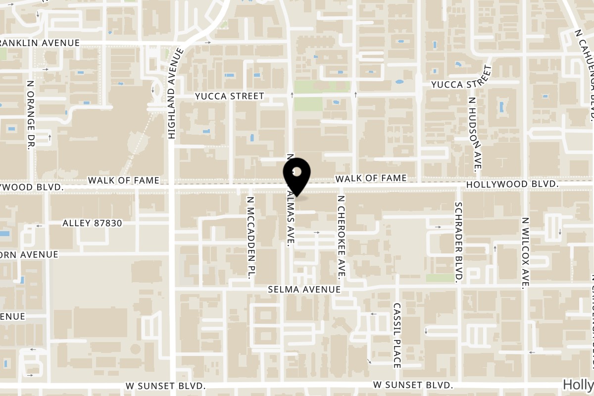 Map showing the location of Miceli's North Las Palmas Ave on 1646 North Las Palmas Ave in Los Angeles